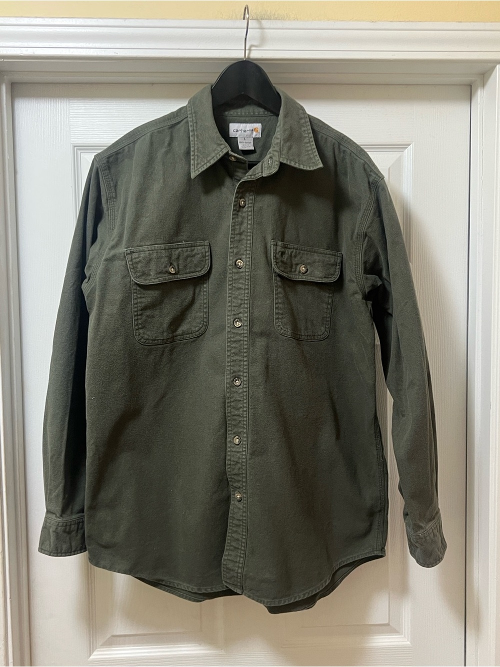 Carhartt Men's Dark Olive Green Button-Front Work Shirt